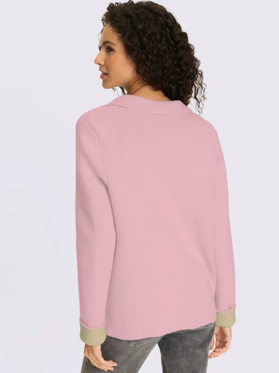 Blazers à revers avec boutons et poches en tricot côtelé