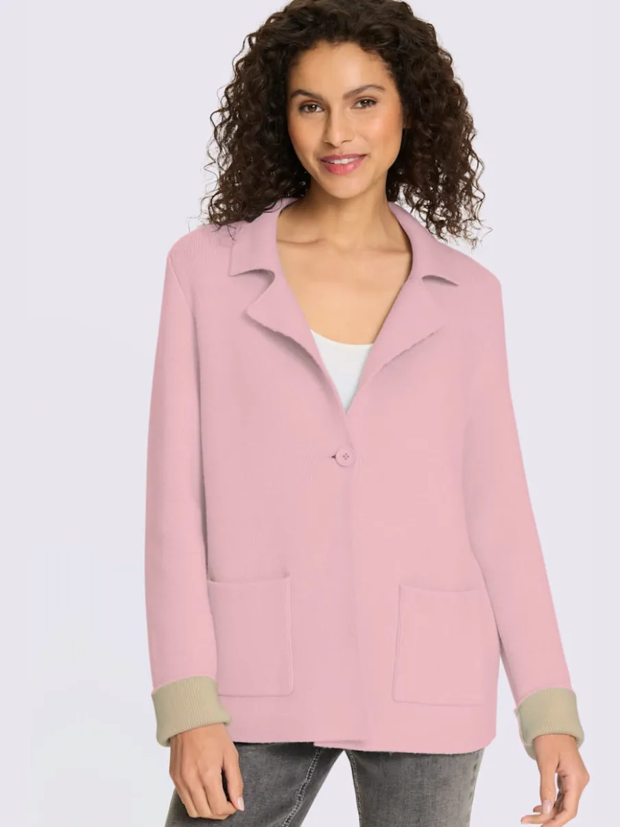 Blazers à revers avec boutons et poches en tricot côtelé