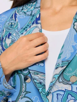 Blazers 100% soie à motif floral avec col à revers