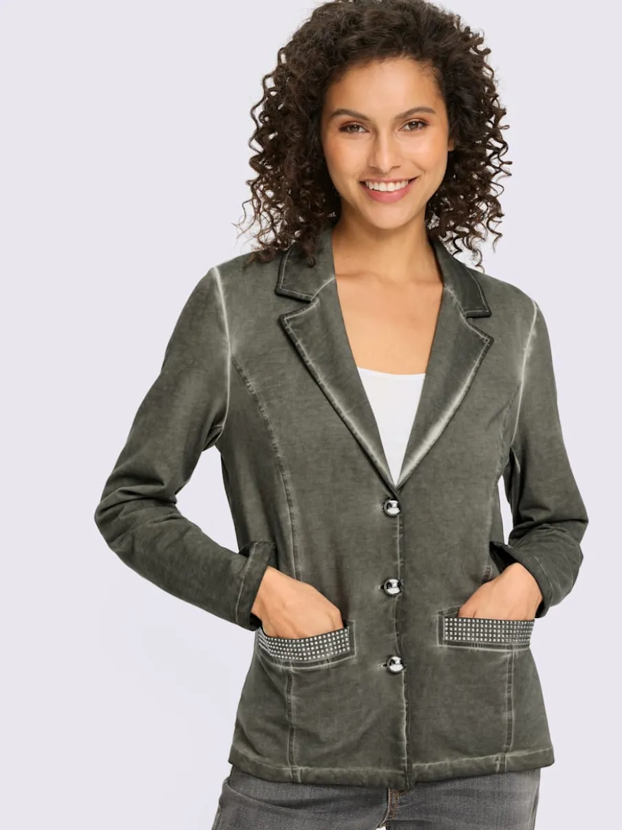 Blazer sweat à l'effet délavé avec poches décoratives