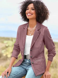Blazer sweat à l'effet délavé avec poches décoratives