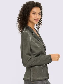Blazer sweat à l'effet délavé avec poches décoratives