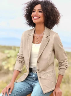 Blazer sweat à l'effet délavé avec poches décoratives
