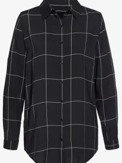 Blouse à col chemisier avec manches longues à carreaux