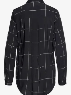Blouse à col chemisier avec manches longues à carreaux