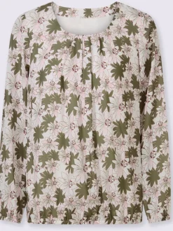 Blouse à encolure ronde et manches longues florales