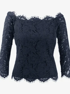Blouse en dentelle raffinée à manches trois quarts