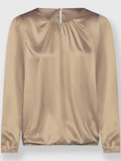 Blouse en satin avec fronces et bords-côtes extensibles