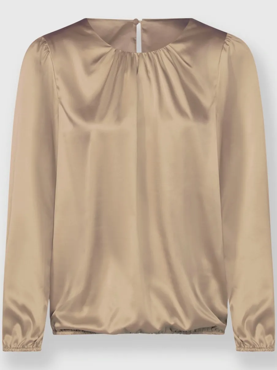 Blouse en satin avec fronces et bords-côtes extensibles