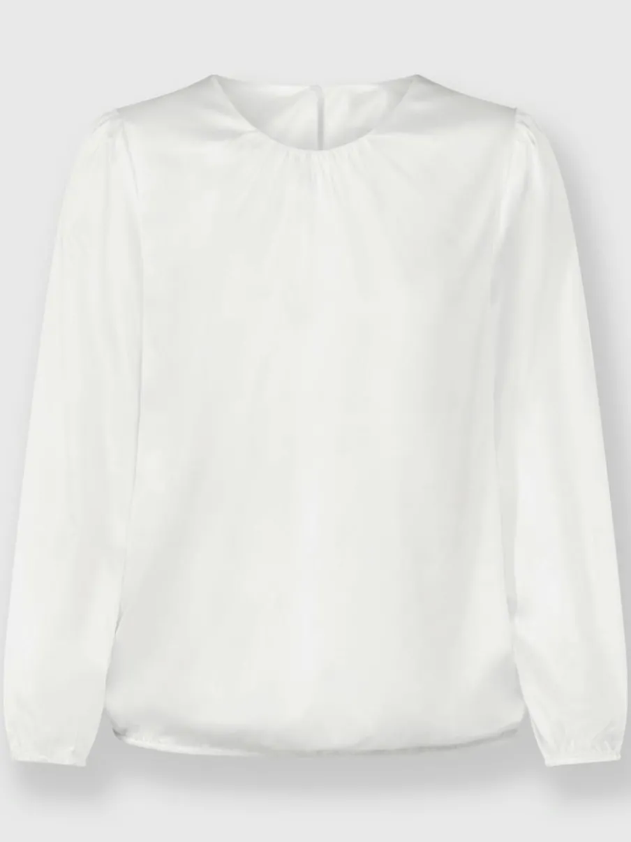 Blouse en satin avec fronces et bords-côtes extensibles