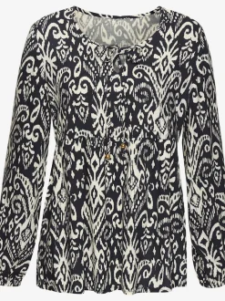 Blouse à manches longues encolure ronde imprimée unique