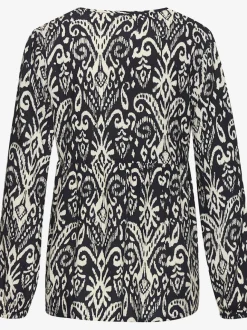Blouse à manches longues encolure ronde imprimée unique