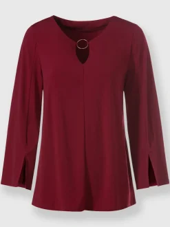 Blouse à manches trompette détails anneau fantaisie fluide