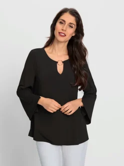 Blouse à manches trompette détails anneau fantaisie fluide