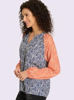 Blouses avec col rond en V et imprimé paisley