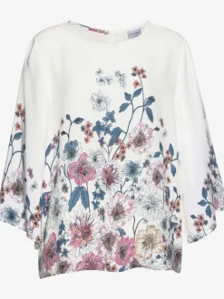 Blouses à fleurs avec manches 3/4 et col rond