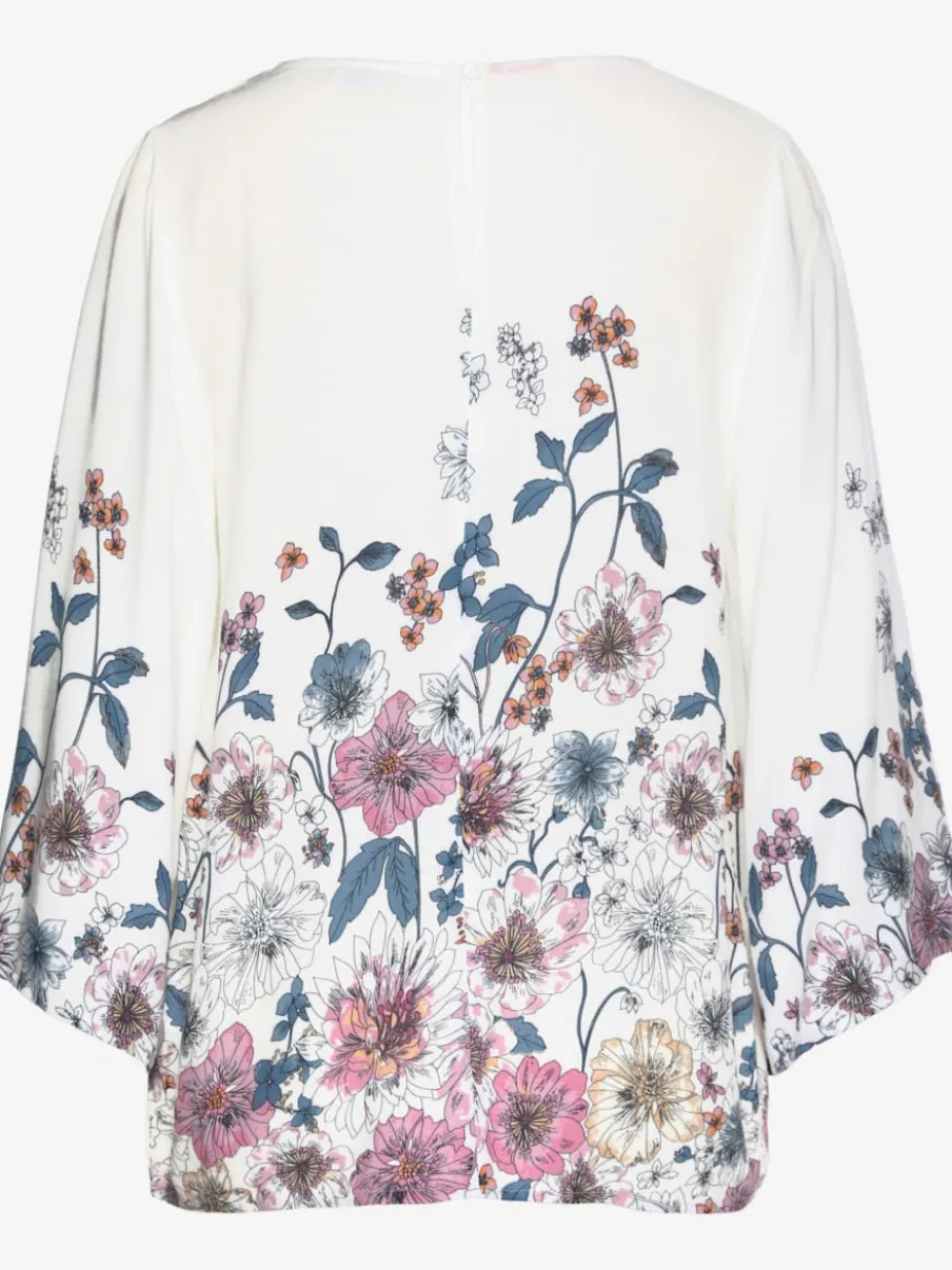 Blouses à fleurs avec manches 3/4 et col rond