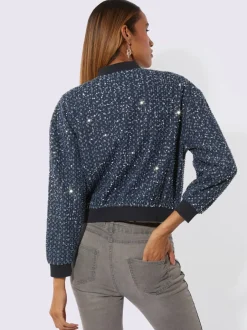 Blouson ample avec paillettes et empiècements brillants