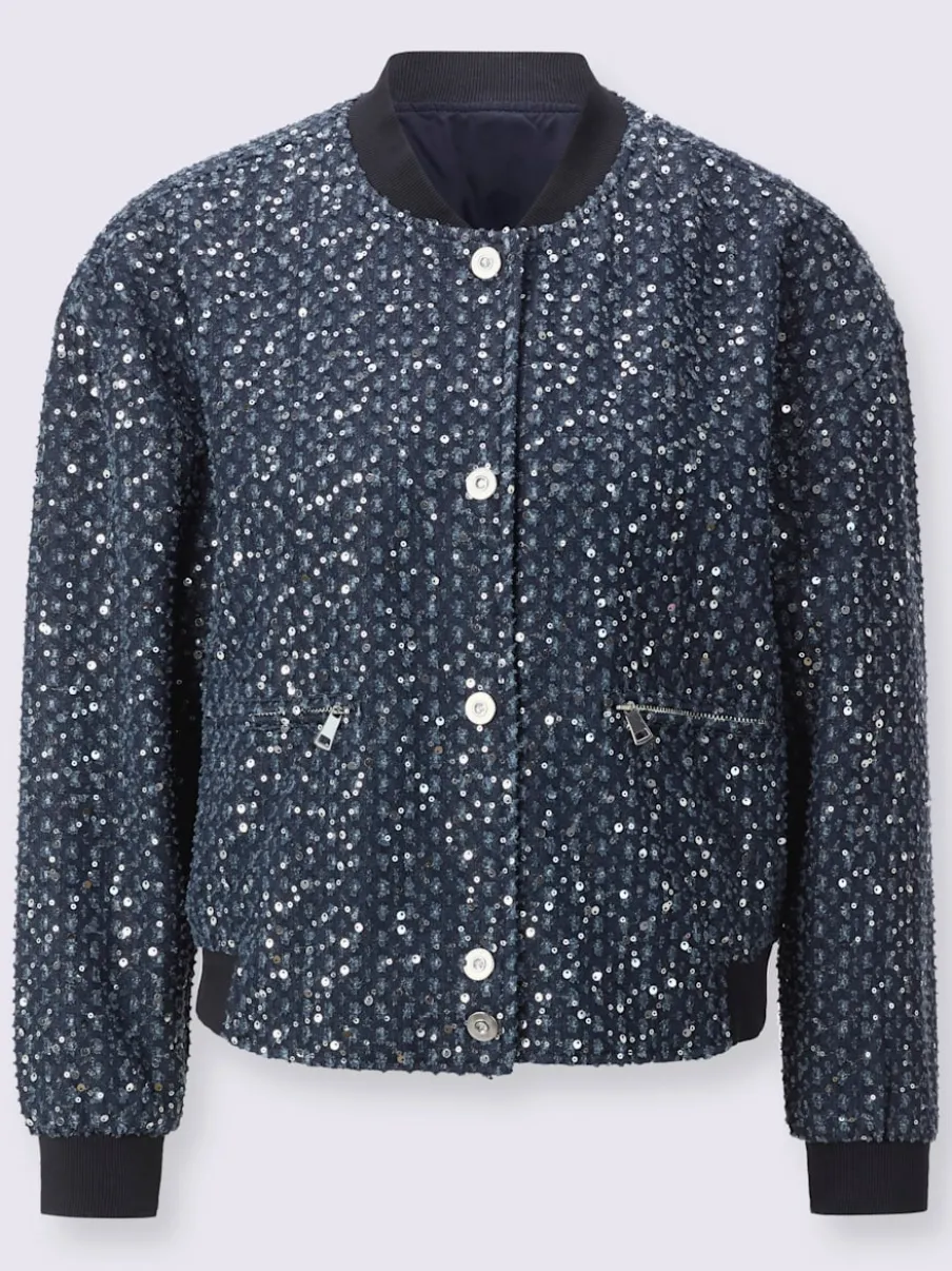 Blouson ample avec paillettes et empiècements brillants