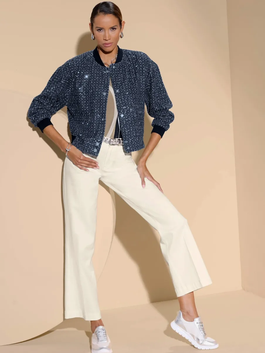 Blouson ample avec paillettes et empiècements brillants