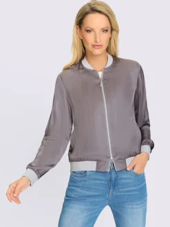 Blouson chemisier satin viscose avec poches latérales
