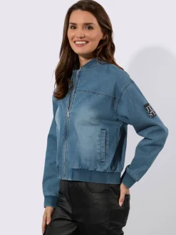 Blousons à manches longues en denim avec poches raglan