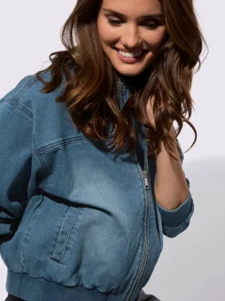 Blousons à manches longues en denim avec poches raglan
