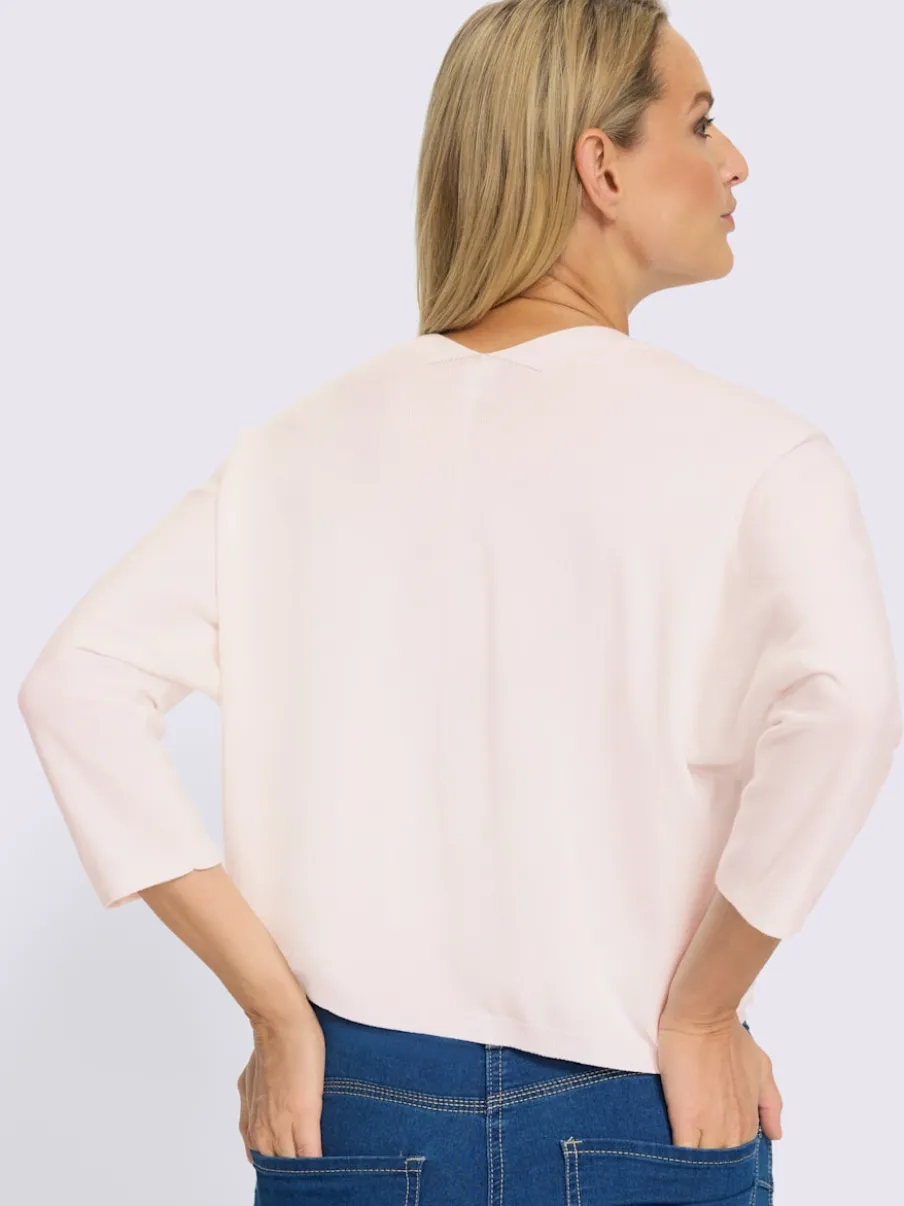 Boléro en tricot fin avec manches 3/4 et application florale