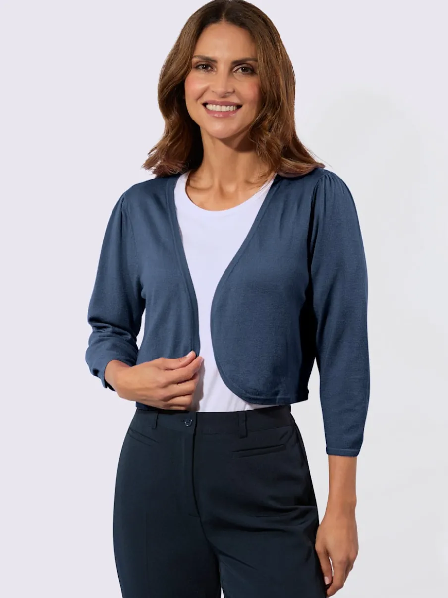 Boléro en viscose avec col V et manches 3/4