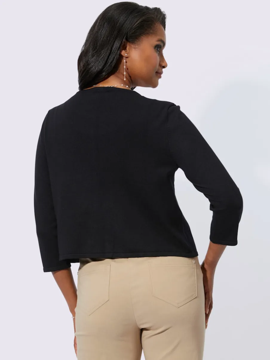 Boléro à manches 3/4 avec col rond et boucle décorative