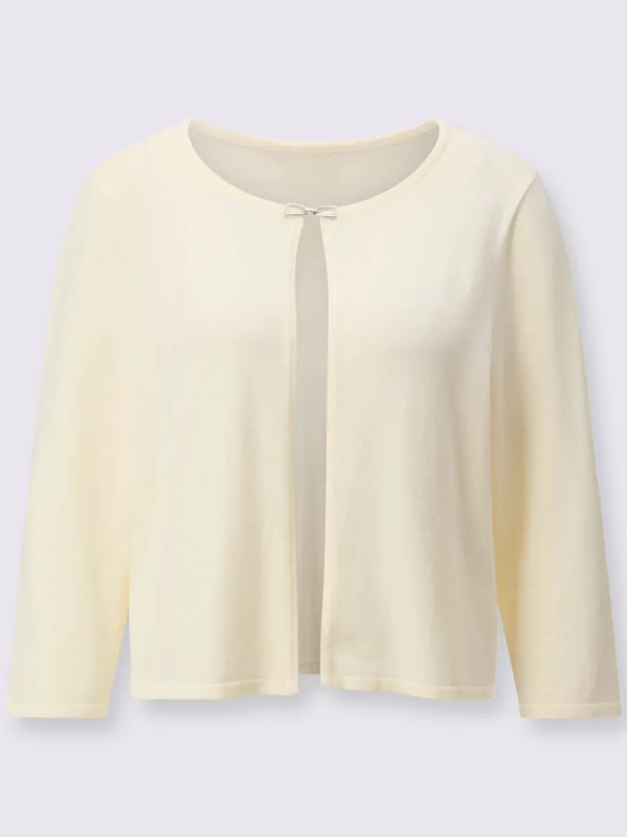 Boléro à manches 3/4 avec col rond et boucle décorative
