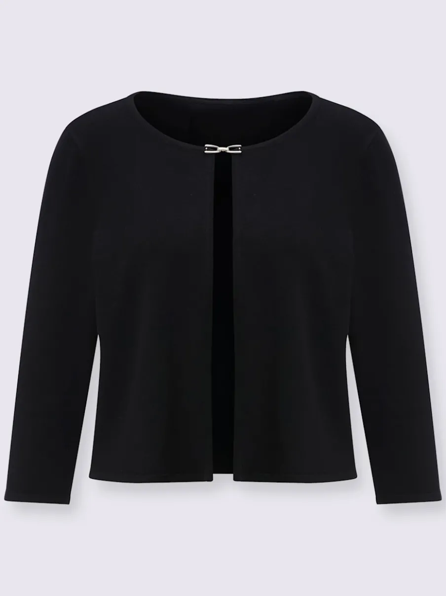 Boléro à manches 3/4 avec col rond et boucle décorative