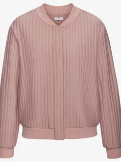 Bomber avec col rond manches trois-quarts et poches cousues