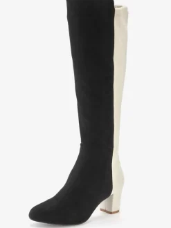 Bottes avec tige longe effet bicolore