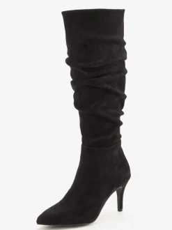 Bottes à glissière fronces tendance avec talon compensé confortable d'env. 8 cm
