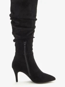 Bottes à glissière fronces tendance avec talon compensé confortable d'env. 8 cm