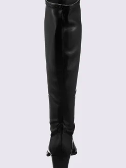 Bottes mélange de cuir et synthétique
