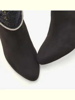 Bottines avec empiècement en dentelle élégant et chaînes brillantes et tendance