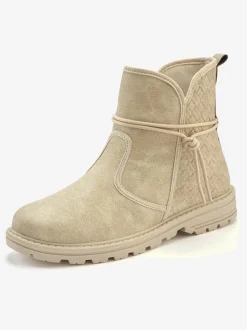 Bottines avec liens à nouer raffinés et motif structuré tendance