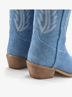 Bottines chelsea look denim tendance avec coutures décoratives mode