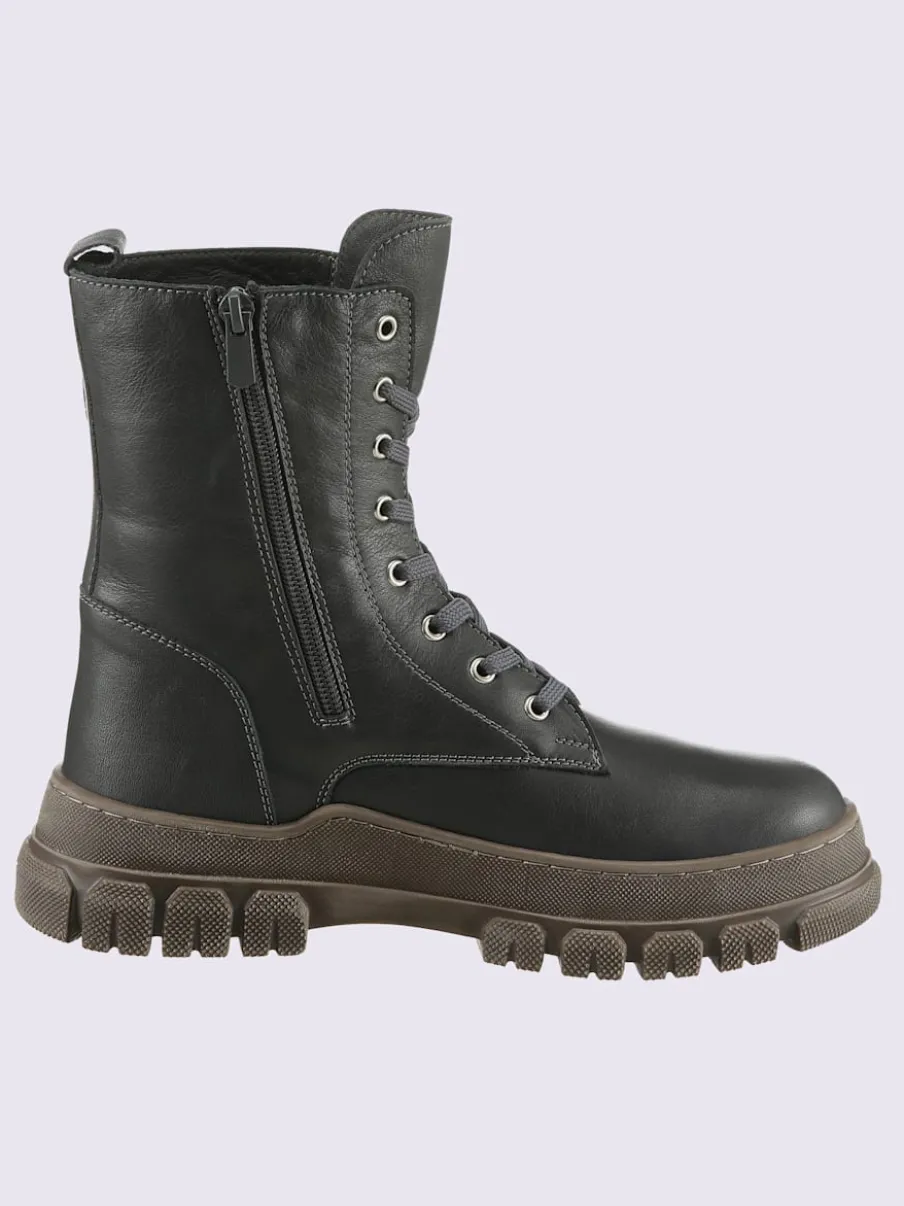 Bottines à lacets cuir nappa de vache