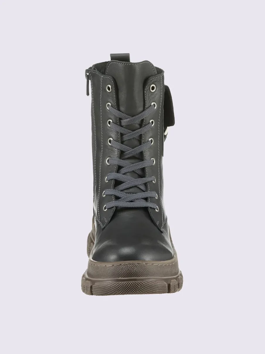 Bottines à lacets cuir nappa de vache