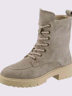 Bottines à lacets cuir velours de vache.