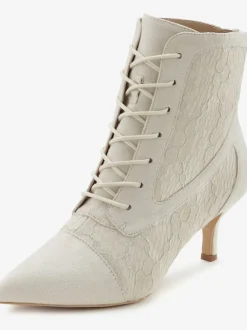Bottines à lacets détails en dentelle tendance