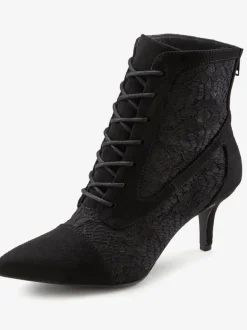Bottines à lacets détails en dentelle tendance