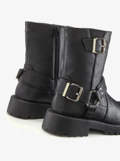 Bottines motardes bottes style motard tendance, avec boucles décoratives et anneau tendance