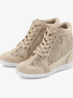 Bottines sneakers élégantes avec empiècement en dentelle tendance