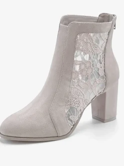 Bottines à talon haut bottines d'été avec superbe empiècement en dentelle féminin