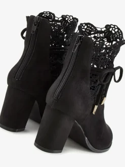 Bottines à talon haut empiècement en dentelle féminin et élégant