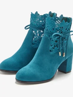 Bottines à talon haut empiècement en dentelle féminin et élégant